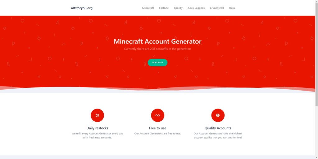 Another free Minecraft Accounts Generator that can generate a free Minecraf...